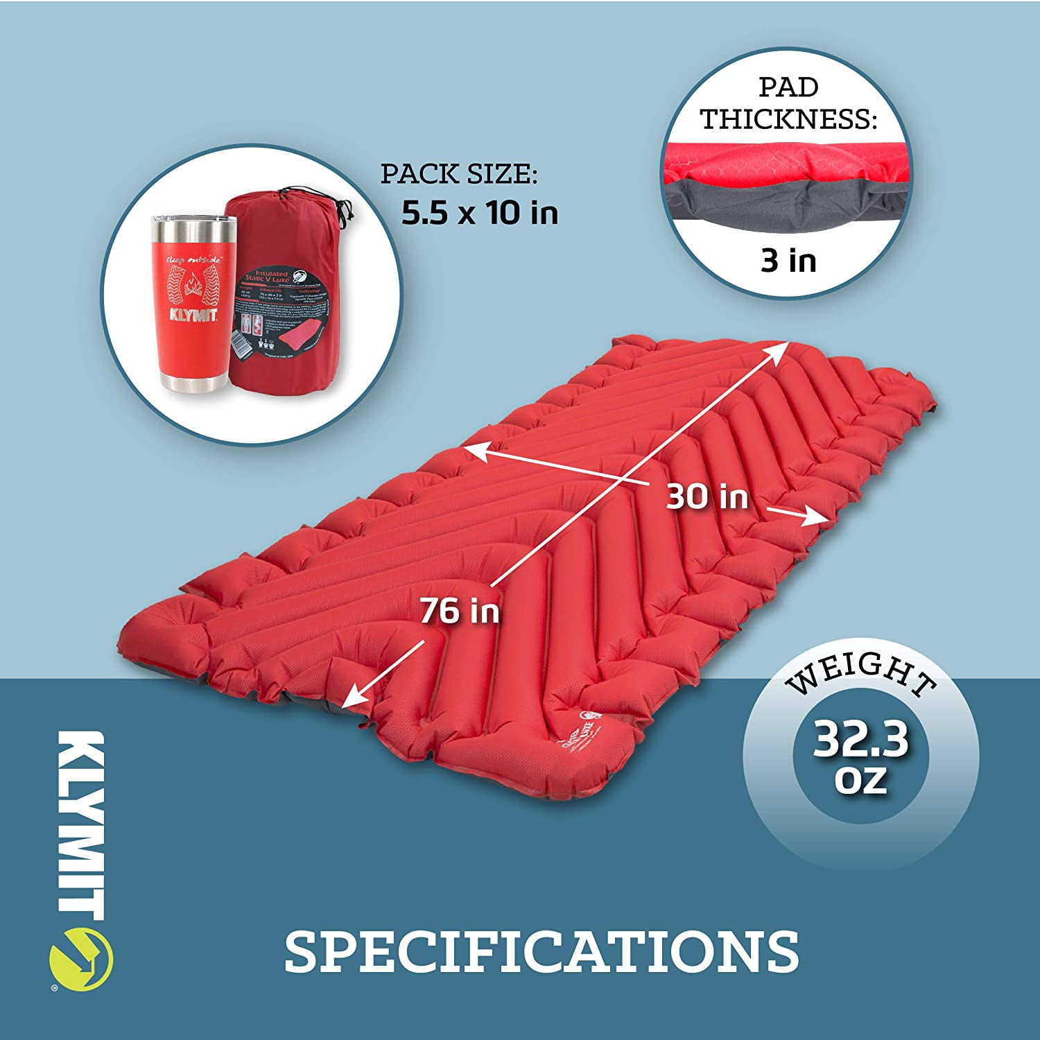Klymit Static V Luxe Sleeping Pad Extra Wide 30 Inches Best Camping Gear For Car Camping Travel And Backpacking Walmart Com Walmart Com Klymit Static V Luxe Sleeping Pad Extra Wide 30 Inches Best Camping Gear For Car Camping Travel And Backpacking Walmart Com Walmart Com