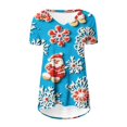 thumbnail image 4 of Jienlioq Hauts Courts pour Femmes Mode Décontractée de Noël Imprimé devant et Long derrière Manches Courtes Raglan Col en V, 4 of 5