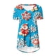 thumbnail image 4 of Puntoco Blusa de cuello en V con mangas raglán cortas y espalda larga con estampado navideño informal a la moda para mujer, 4 of 5
