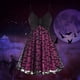thumbnail image 2 of Disfraces de Halloween para mujer, disfraz de Halloween vintage con estampado de Halloween, vestido de malla de doble capa con cuello en V, disfraz de Halloween para mujer, 2 of 5