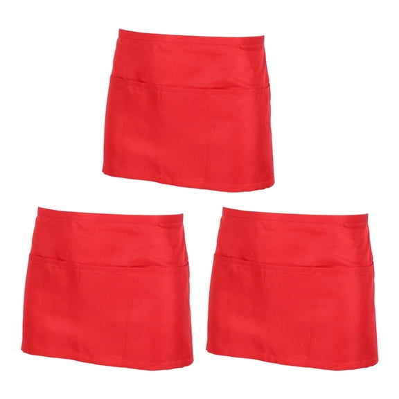 Heavy Duty Fast Food Server Apron 3 Pocket Stainproof Polyester Waist Workwear