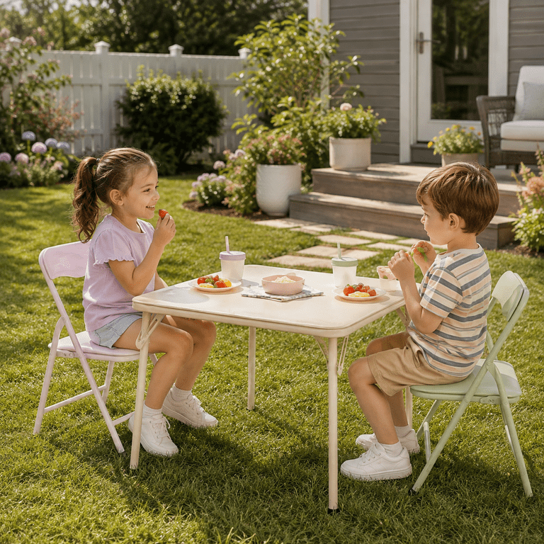 Homy Casa Kids Activity Table and Chairs Set, 3-Piece Pastel photo 3
