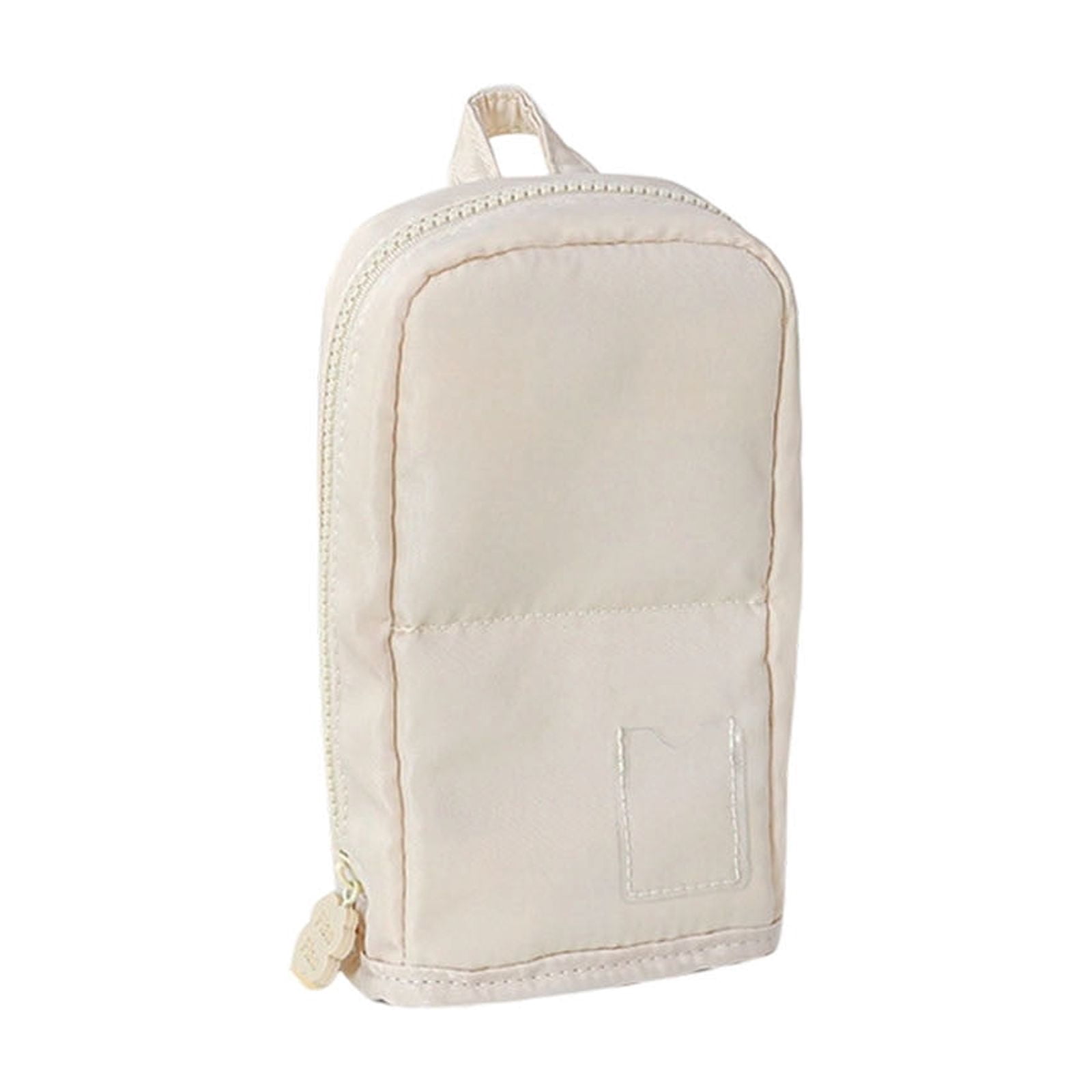 Roiihwy Standing Pencil Case Pouch with Multi Compartments, Large Capacity Pencil Bags with Zipper for Supplies and Office Organization(Beige)