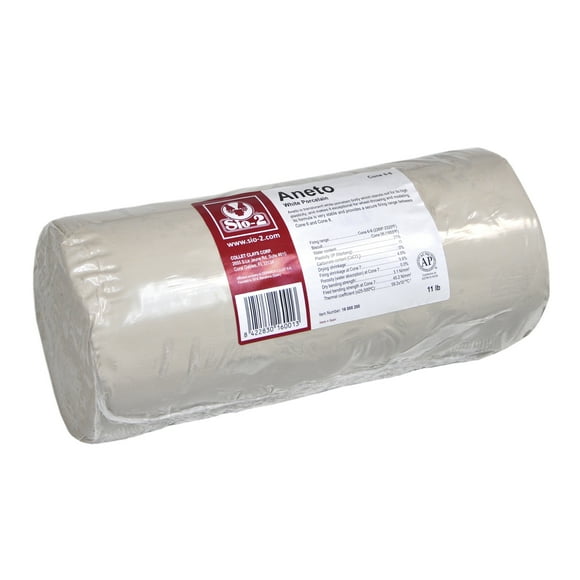 SIO-2 Aneto White Porcelain Ceramic Pottery Clay | 11 lb, Cone 6-8 | High Fire Kiln-Fired Clay For Wheel-Throwing, Hand Building, Modelling - Create Ceramics and Sculpted Artwork, Ready-To-Use