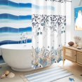 thumbnail image 5 of No Hook Shower Curtain, Blue Beige Coastal Shower Curtains for Bathroom with See Through Top Window, Beach Starfish Summer Eucalyptus Waterproof & Washable Bath Curtain Narrow 54"x78", 5 of 9