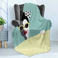 thumbnail image 4 of Fashion Soft Flannel Fleece Throw Blanket, Young Woman Wearing Sunglases in Retro Pop Art Style, Cozy Plush for Indoor and Outdoor Use, 50" x 60", Pale Yellow Seafoam, by Ambesonne, 4 of 5