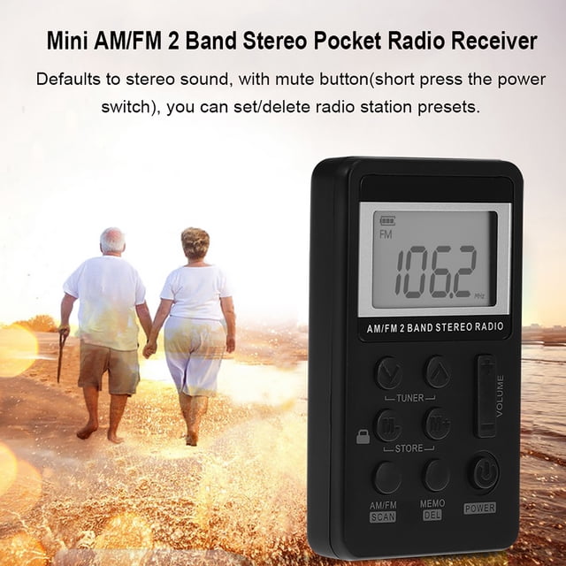Emoshayoga Mini Radio de Banda Am FM, Receptor de Radio de Bolsillo con Transistor de sintonización Digital con Auricular y batería Recargable