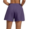 thumbnail image 4 of Only Moment Women's Casual Elastic Waist Lounge Shorts Polyester,Spandex Stretch Ankle Sweatpants for Golf, Athletic, Lounge, Travel, Work Yoga Shorts for Wowomen Purple,S, 4 of 5