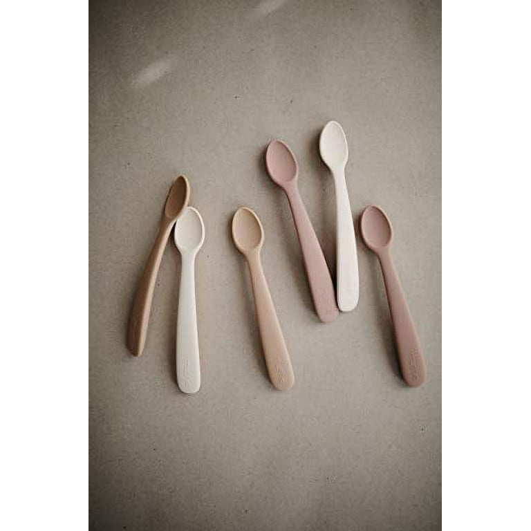 Mushie® Silicone Baby Feeding Spoons Blush/Shifting Sand - Pikolin