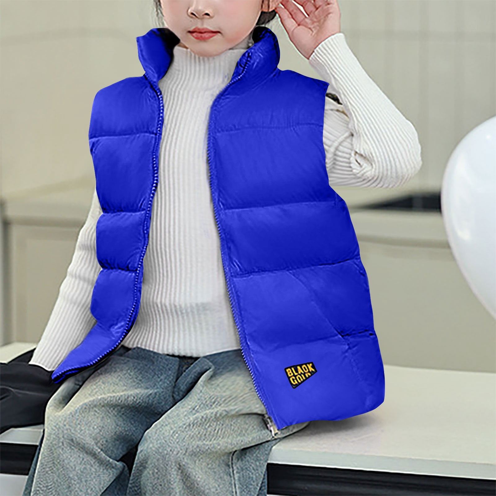 Eltusu Boys Puffer Vests, Warm Windproof Sleeveless Full Zip Winter Jackets Blue Size 4-13 T