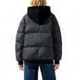 thumbnail image 5 of ClodeEU Womens Hooded Down Jacket ,Winter Warm Thicken Puffer Coats ,Casual Loose Zip Up Padded Quilted Coat Black,Womens Plus XXL, 5 of 9