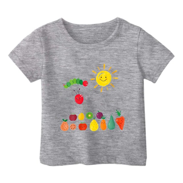 Chemises pour Fillettes Mode Imprimé Ample Décontracté Manches Courtes Haut Confortable Été Hauts Filles Gris 8 Ans-9 Ans