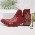 thumbnail image 6 of Crunowin Women's Ankle Boots, Embroidered Fall Chunky Mid Heel Trendy Shoes Red 9.5, 6 of 10