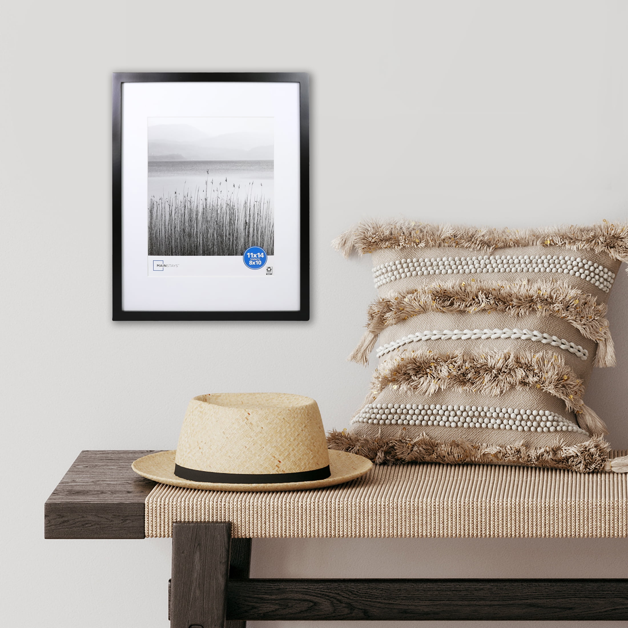 Mainstays 11x14 Matted to 8x10 Linear Gallery Wall Picture Frame, Black, Set of 4