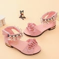 thumbnail image 6 of Sopiago Girls Sandals Low Heels Dress Pumps Ankle Strap Open Toe Flower Wedding Party Dress Shoes Girls Pink,11 (Little Kid/Big Kid), 6 of 7