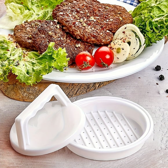 1-Piece Plastic Burger Press Patty Maker - Non-Stick Hamburger Meat Patty Mold for Beef Cheese Vegetable, Creative Kitchen Gadget for Outdoor Picnic BBQ Grill Accessory