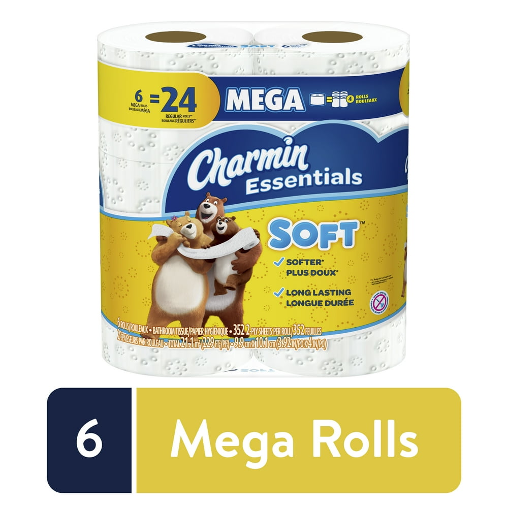 Charmin Essentials Soft Toilet Paper, 6 Mega Rolls