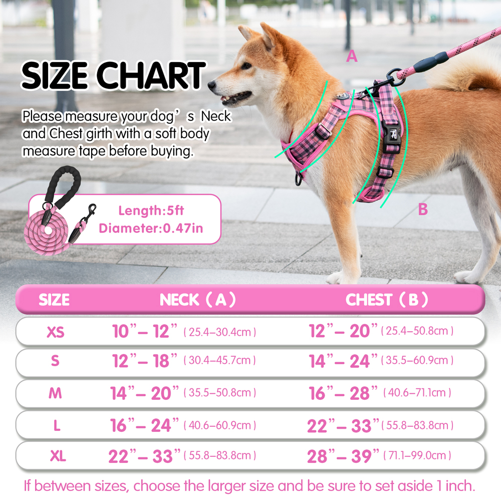 PoyPet No Pull Dog Harness and Leash Combo, Pink, Medium photo 2