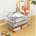 thumbnail image 4 of Paper Organizer Letter Tray, 4 Pack Acrylic Stackable Desk File Organizer,Clear File Organizer for Desk, Office Organizer for File Paper, Ipad, Letter, A4 Office File, Books, Notes, Paper Folder, 4 of 8