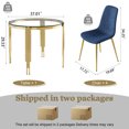 thumbnail image 3 of Modern Round Glass Dining Set for 4, Modern Irregular Stainless Steel Legs and Velvet Cushioned Chairs for Kitchens, Living Rooms, Small Bar, 3 of 9