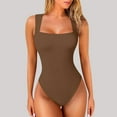 thumbnail image 2 of ZQUUVOU Bodysuit for Women Scoop Neck Sleeveless Tank Top Bodysuits Thong Seamless Sleeveless Basic Leotards Body Shaper Coffee, 2 of 4