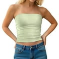 thumbnail image 3 of THDHVS Strapless Bras for Women,Push Up Bra,Double Layer Striped Bandeau Bra Fashion Top Wear Alone or Under Green, 3 of 10