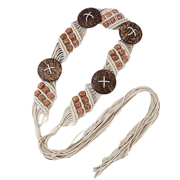 Aellinatey Handwoven Crochet Belt Vintage Rope Belt Bohemian Style Waistband for Female