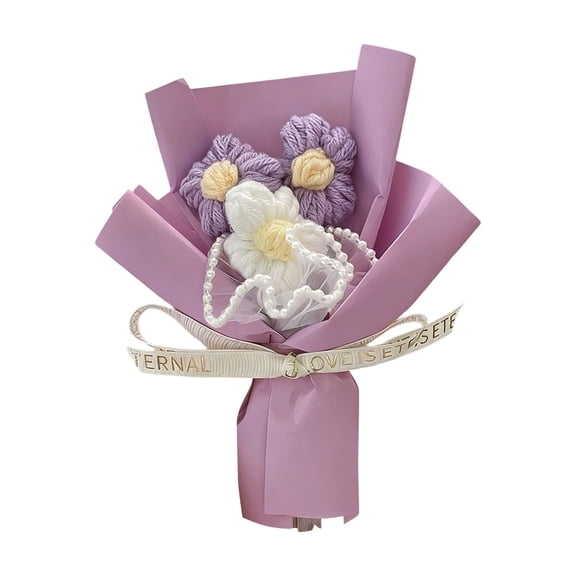 Handmade Crochet Flowers Bouquet, Knitted Forever Roses for Home Decor, Unique Valentines Day Gifts and Mothers Day Gifts for Mom, Anniversary Gift for Wife, 6 in A