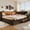 Brown, variant on Harper & Bright Designs Queen Size Corner Bed Daybed with Storage Drawers and Shelves, Wood Queen L-Shaped Daybed Frame with USB and LED for Living Guest Room Bedroom, Brown
