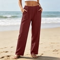 thumbnail image 2 of TinyBloomm Casual Dress Pants for Women Summer Women's Pants Wide Trousers Flowy Large Size Casual Pants Casual Solid Color Fashion Pant Lightweight Sport Length Pants With Pockets, Size L, 2 of 5