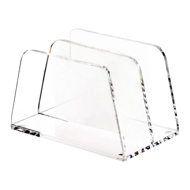 Organizador de archivos de correo acrílico, estante de almacenamiento de sobres, transparente, 2 compartimentos, clasificador de correo moderno para