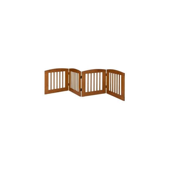 Freestanding Pet Gate Hollywood Regency Design, Wood Bifold Gate, Portable Dog Gate, Brown, 96 Inch Wide