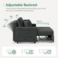 thumbnail image 3 of Marrber Gray Plush Sofa 52” 3-in-1 Convertible Pull-Out Sofa Bed Sleeper Loveseat with Reclining Backrest, Built-in Cup Holders, Corduroy Upholstered Sofa for Small Space, 3 of 10