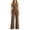 Brown, variant on Two Piece Sets for Women Striped Matching Set Crew Neck Sleeveless Button Front Fitted Tank Top & Wide Leg Pants Office Stylish Business Casual Outfits
