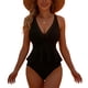thumbnail image 1 of Traje de baño tankini dividido para mujer con forma de pecho fruncido, color sólido, sin espalda, traje de baño de dos piezas para mujer, trajes de baño tankini para mujer, traje de baño de 2 piezas p, 1 of 8
