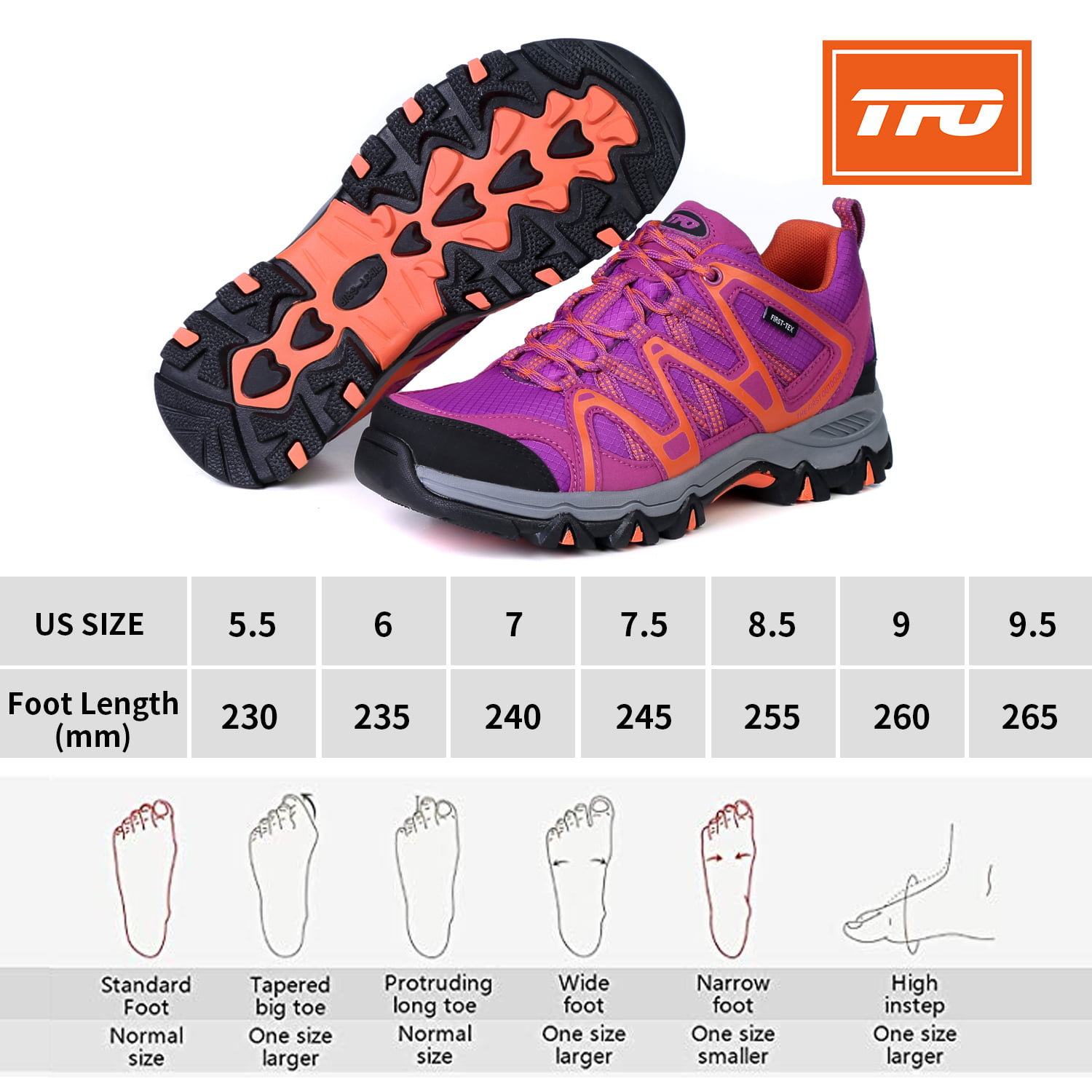 TFO Womens Lightweight Non-Slip Hiking Shoe Breathable Running Camping Outdoor Sports Trekking Shoes Sneaker 8.5 Gray 