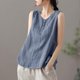 thumbnail image 2 of Vestidos Casuales Para Mujer, Blusas De Mujer De Moda Camiseta holgada de cuello redondo de lino y color liso de moda para mujer, 2 of 6