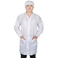 thumbnail image 1 of Unisex White Elastic Cuff 2 Patch Pockets Anti Static Lab Smock Long Coat M, 1 of 1