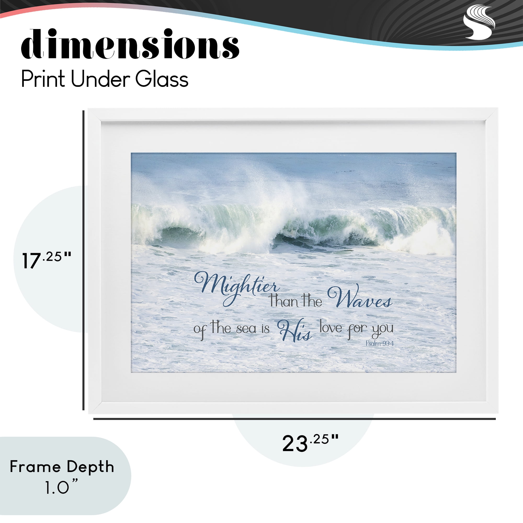 Stupell Industries Mightier Than The Waves White Framed Print Under Glass, design by Kathy Mansfield