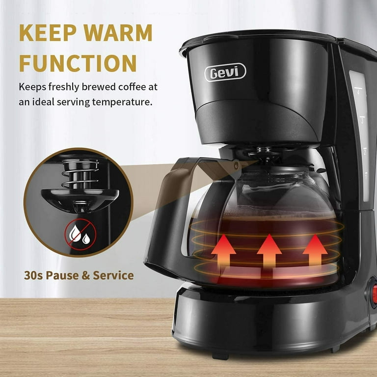 GAOF Professional Coffee Maker 4Cup Programmable Coffee Machine with Coffee  Pot Drip Coffee Maker with Timer and Thermal Pot Permanent Filter Coffee