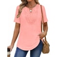 thumbnail image 2 of UVN Blouses for Women Summer Short Sleeve V Neck Lace Shirts Dressy Casual Boho Tunic Tops, 2 of 8