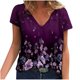 thumbnail image 1 of Camisetas con estampado floral con cuello en V para mujer Blusas femeninas cómodas a la moda Tops OAVQHLG3B Store  lin121212, 1 of 4