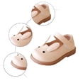 thumbnail image 5 of CUZIBR Girls Toddler Dress Shoes Solid Color Cute Cartoon Bunny Pattern Soft Sole Mary Jean Sandals Leather Hook And Loop Strap Footwear Wedding Party Birthday Dailywear,Beige,0-3 Months, 5 of 8