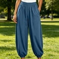 thumbnail image 2 of LEAVINGSUO Women's Plus Size Wide Leg Balloon Pants High Waist Jogger Pants For Breathable Loose Trousers With Side Pockets For Casual Travel Lounging Navy M, 2 of 6