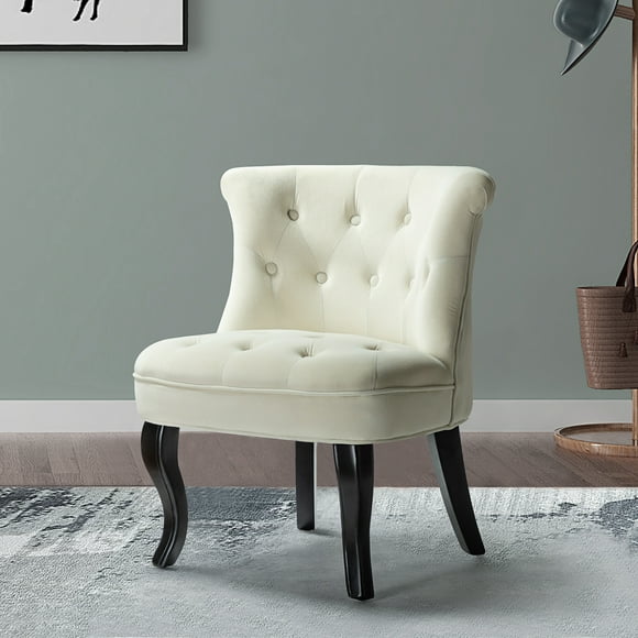 14 Karat Home Jane Upholstered Tufted Accent Chair in Ivory
