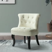 Jane Upholstered Tufted Accent Chair in Ivory