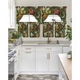 thumbnail image 4 of Tropical Botanical Swag Kitchen Curtains Sets for Windows 24 Inch Length, Summer Vintage Flowers Blooms Short Window Curtain Panels Swags Valances and Tiers 3 Piece Set for Cafe/Dining Room, 4 of 5