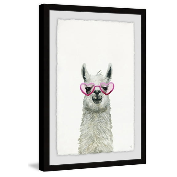 Pink Trendy Llama Framed Painting Print
