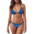 thumbnail image 1 of Gaeub A Blue Glitter Print Women's Triangle Bikini,String Bikini Set,Two Piece Swimsuit Bathing Suits, 1 of 6