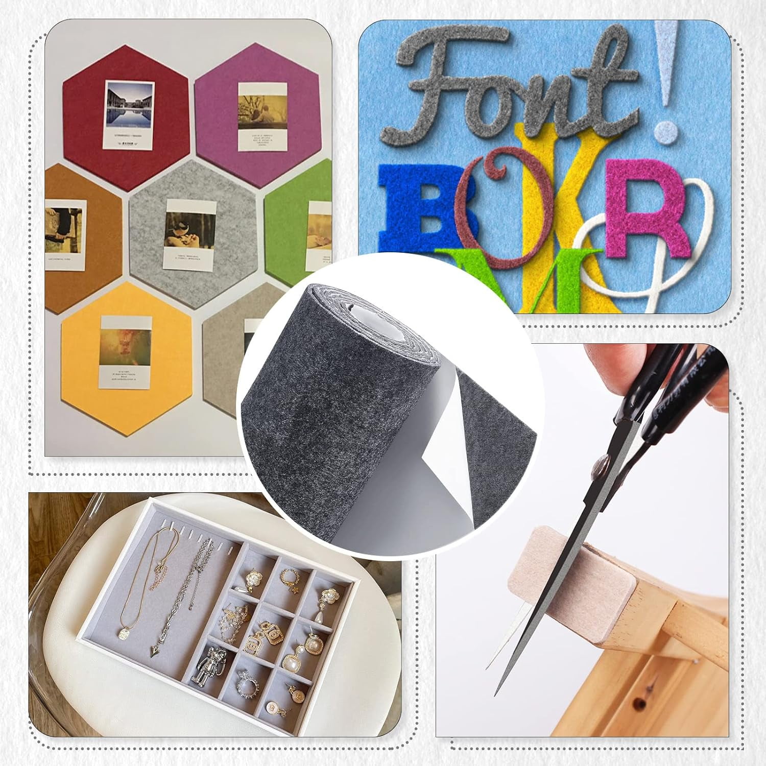 11.8x78.7inch Gray Self Adhesive Felt Fabric Drawer Liner for DIY Crafts Sewing Accessories and Jewelry Drawer Box Fabric Peel Stick 3mm Thick Gray
